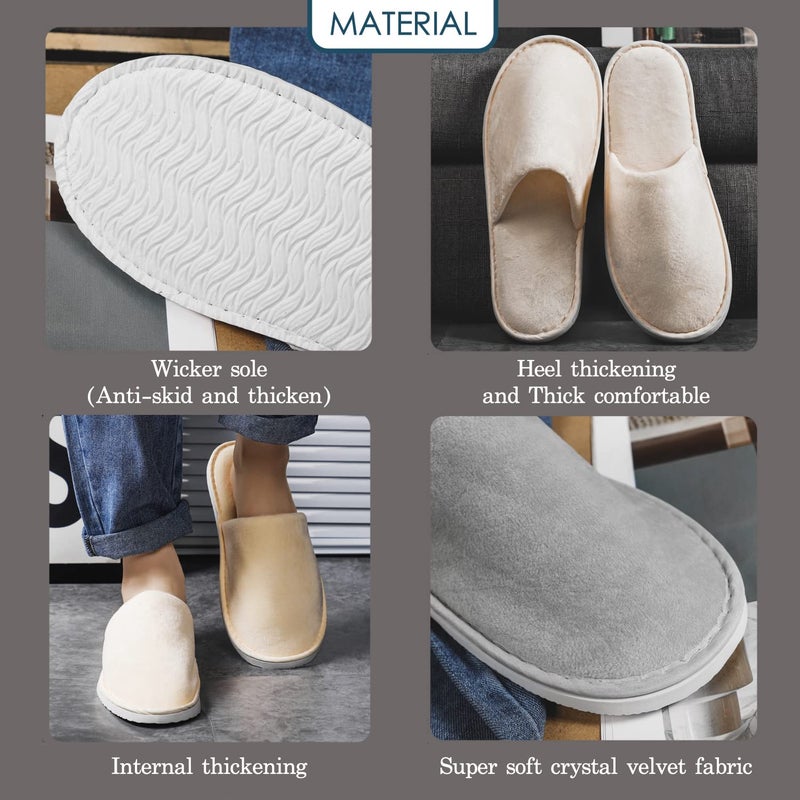 OSTADARRA 6 Pairs Spa Slippers  Non Slip Disposable For Guest  Washable Reusable  Which Can Be Used As Women Men  House  Indoor  Bathroom  Bedroom  Hotel  Bride Slippers - Image 4